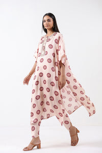 Ivory Printed Embroidered Chameli Kaftan Set