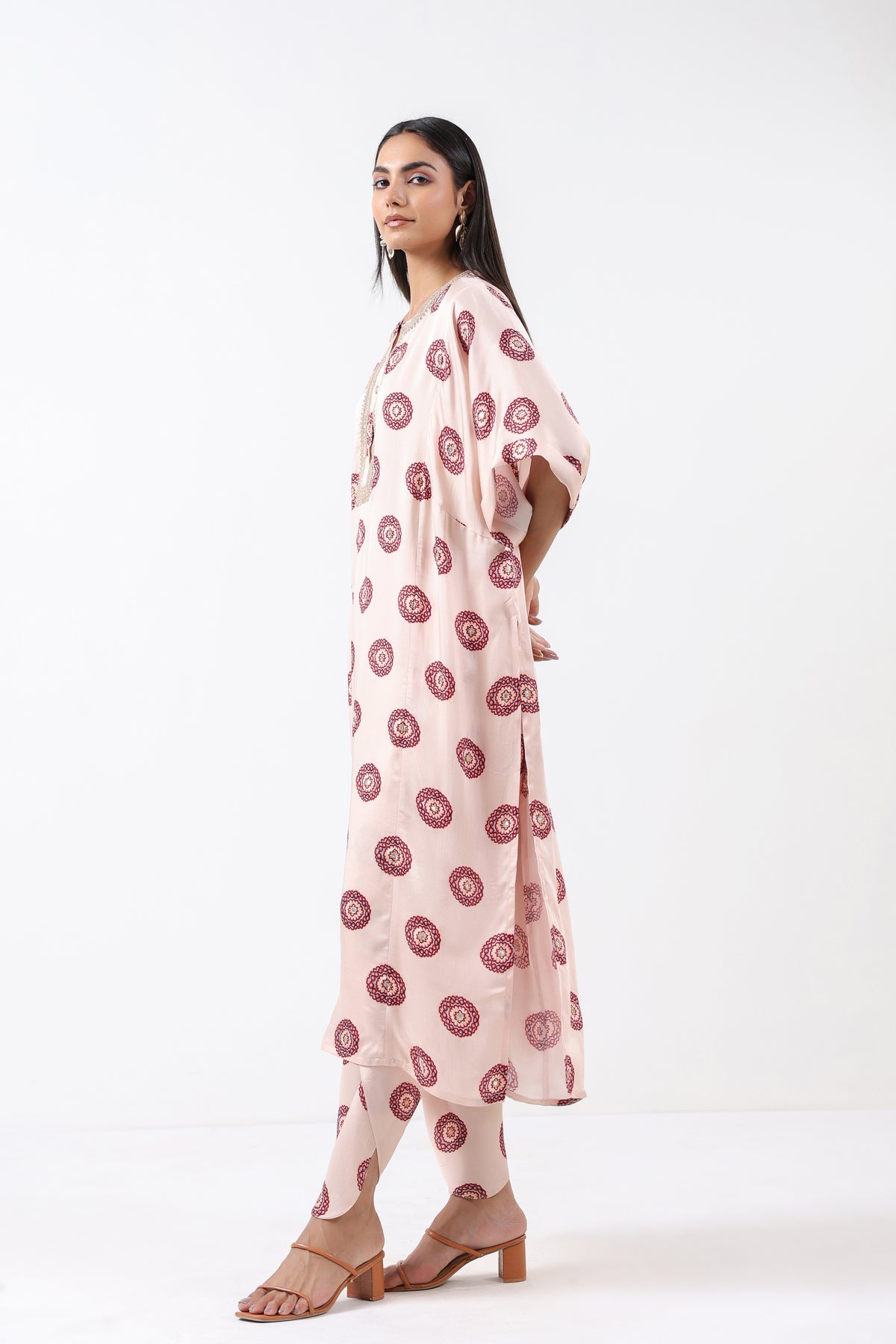 Ivory Printed Embroidered Chameli Kaftan Set