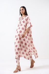 Ivory Printed Embroidered Chameli Kaftan Set