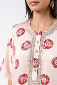 Ivory Printed Embroidered Chameli Kaftan Set