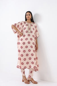 Ivory Printed Embroidered Chameli Kaftan Set