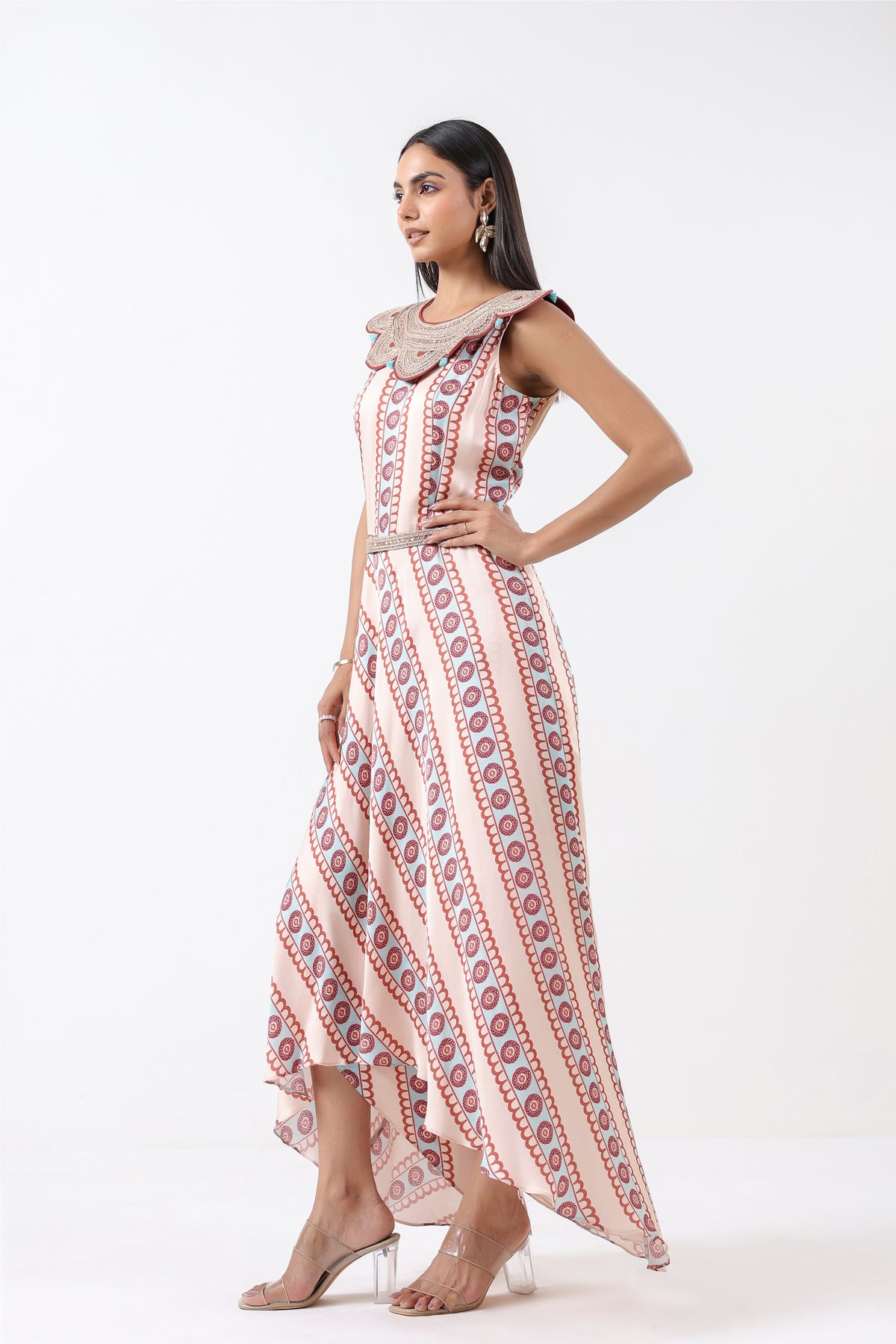 Aqua Printed Embroidered Jumpsuit