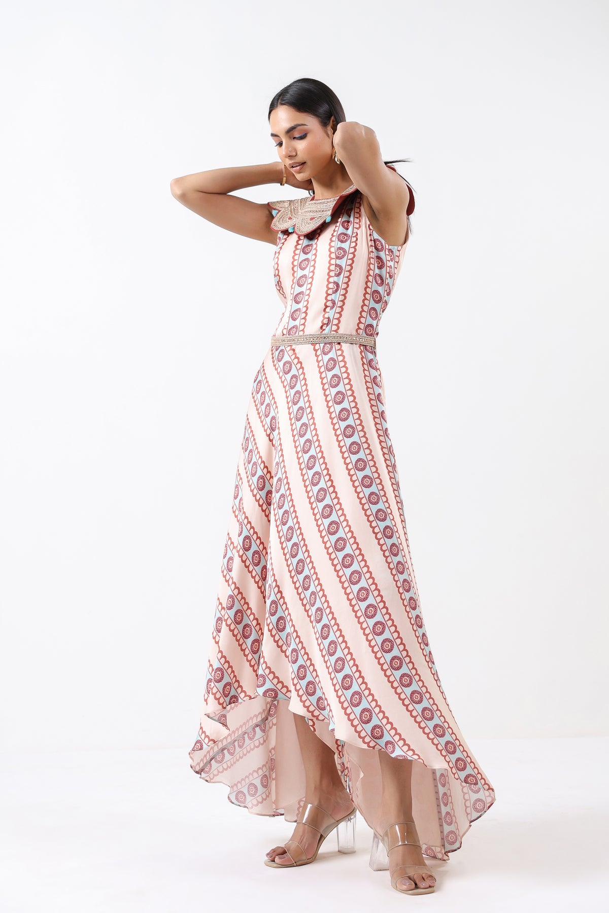 Aqua Printed Embroidered Jumpsuit