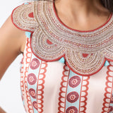 Aqua Printed Embroidered Jumpsuit