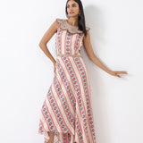 Aqua Printed Embroidered Jumpsuit