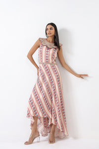 Aqua Printed Embroidered Jumpsuit