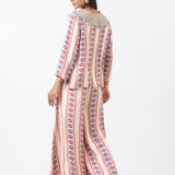 Sage Printed Embroidered Skirt Set
