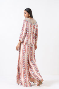Sage Printed Embroidered Skirt Set