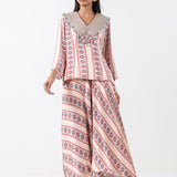 Sage Printed Embroidered Skirt Set