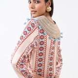 Sage Printed Embroidered Skirt Set