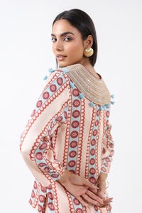 Sage Printed Embroidered Skirt Set