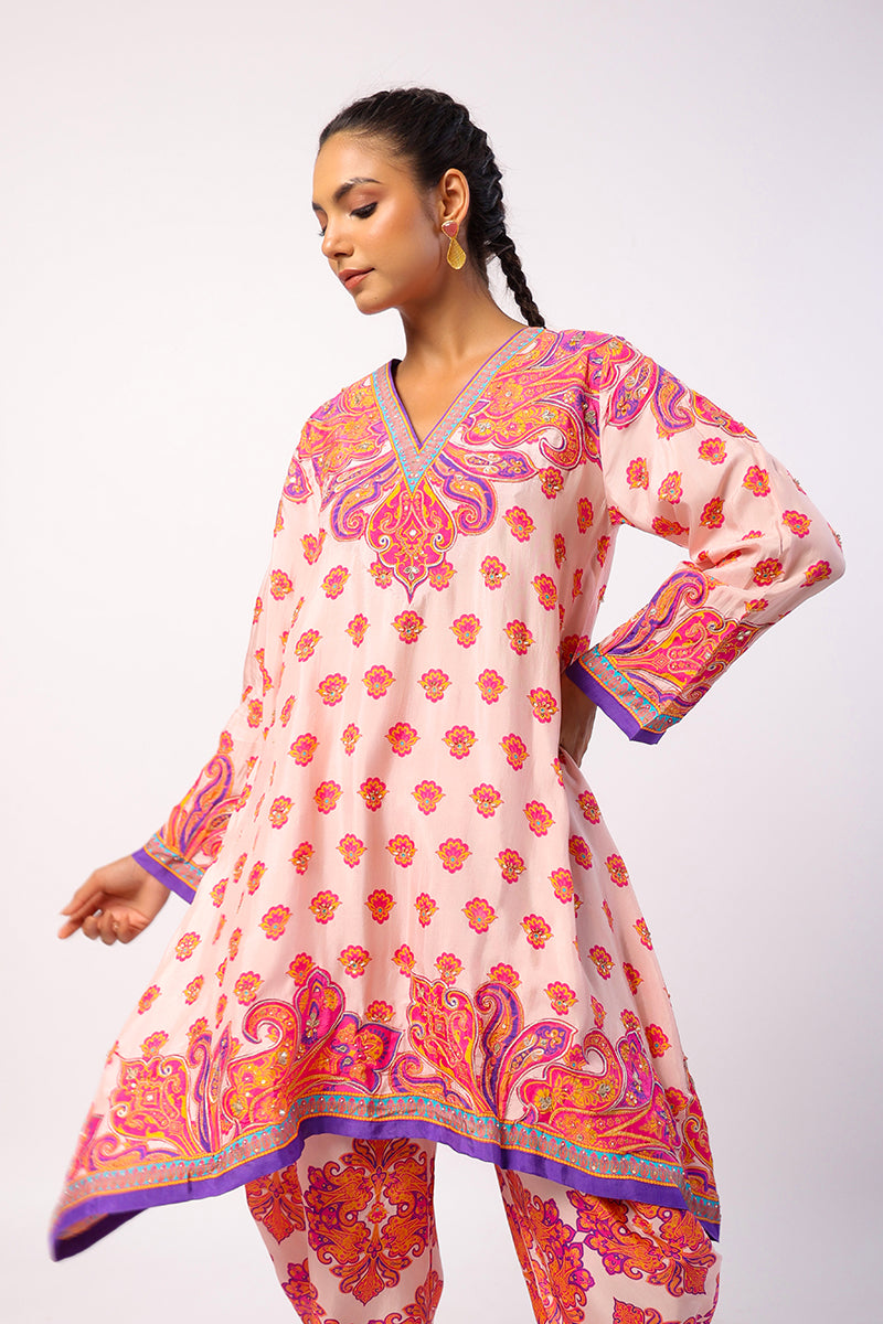 Svara Printed Embroidered Tunic Set