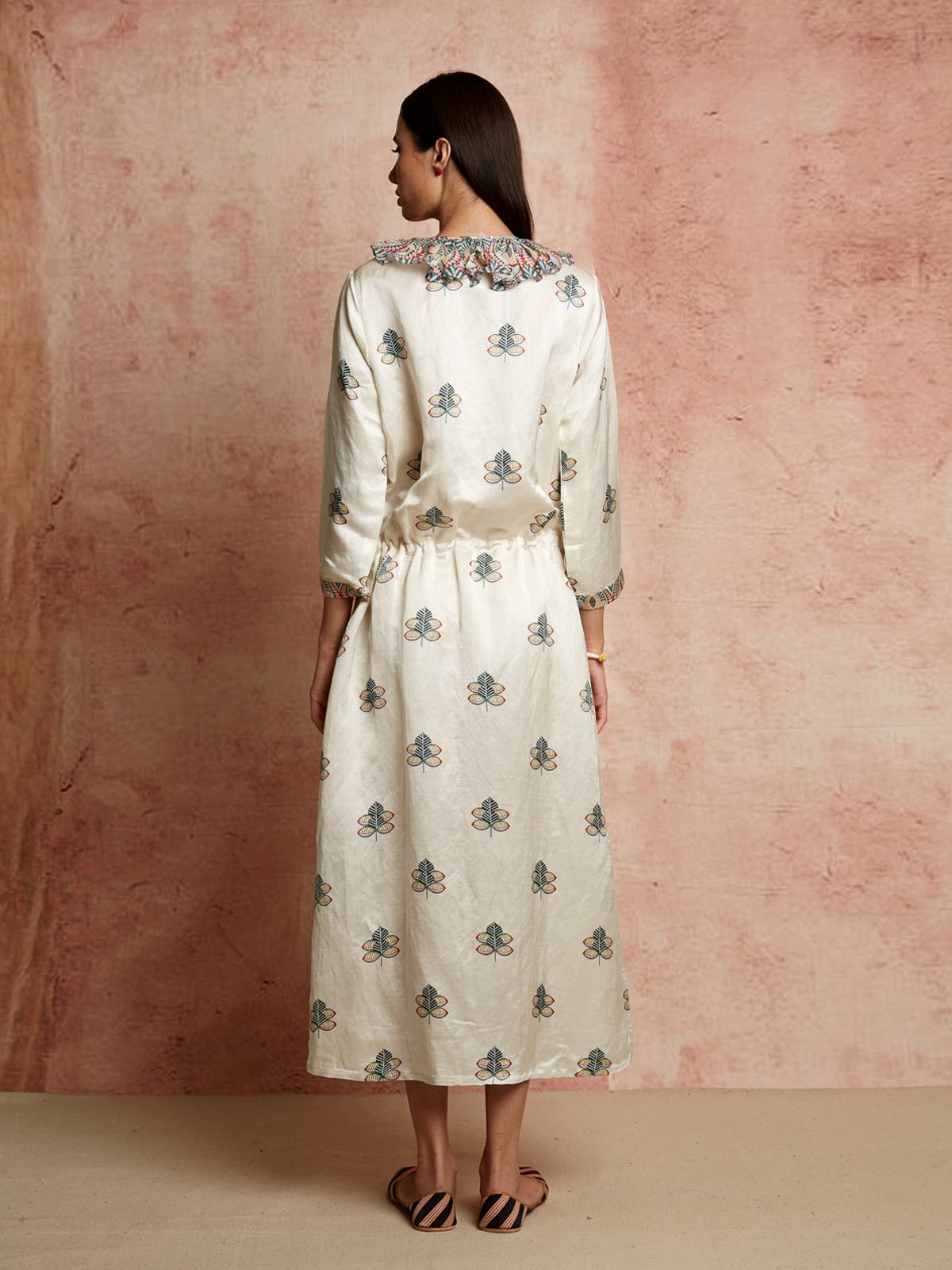 Amer Ivory Striped Buti Dress