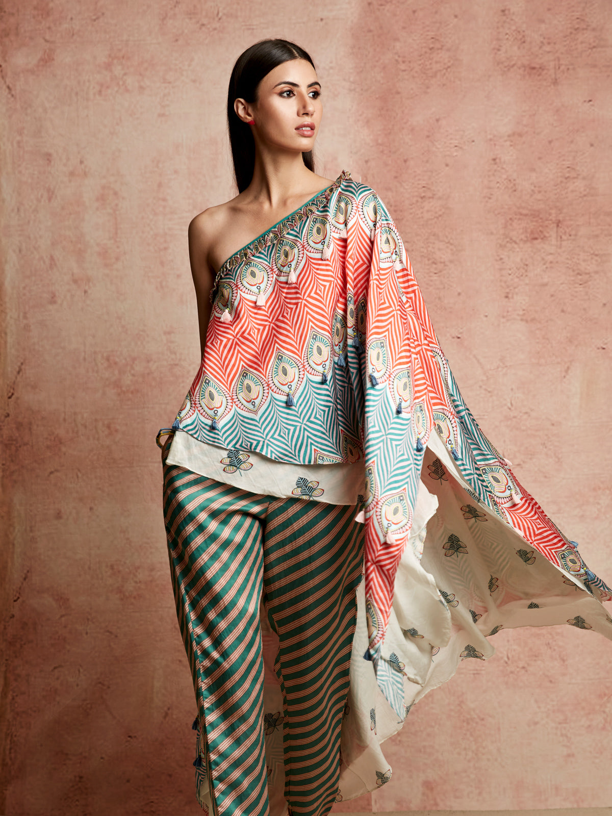 Amer Multicolor Off Shoulder Cape