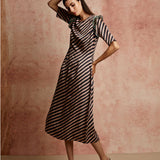 Amer Black Beige Fitted Dress