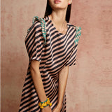 Amer Black Beige Fitted Dress