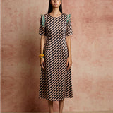 Amer Black Beige Fitted Dress