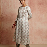 Amer Ivory Striped Buti Kurta