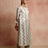 Amer Ivory Striped Buti Kurta