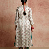Amer Ivory Striped Buti Kurta