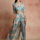 Amer Multi Colour Crop Top With Wrap Pants