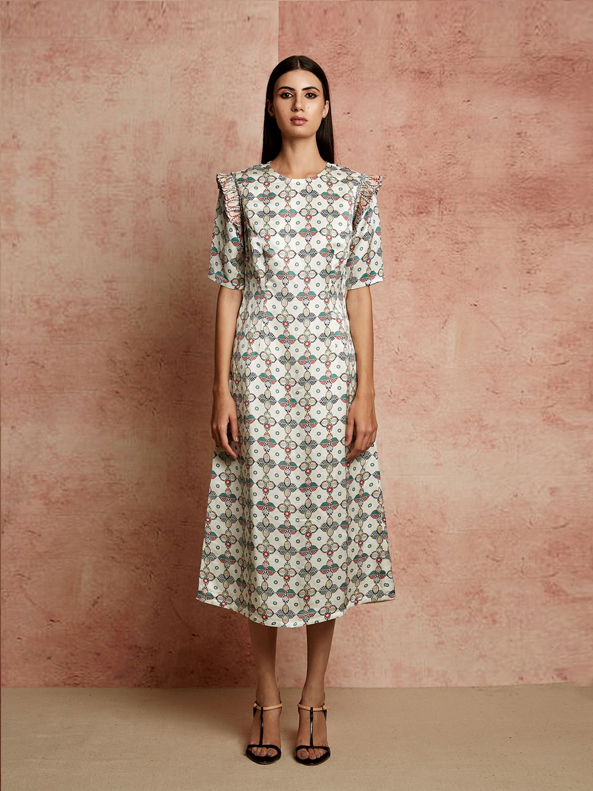 Amer Ivory Fitted Dress