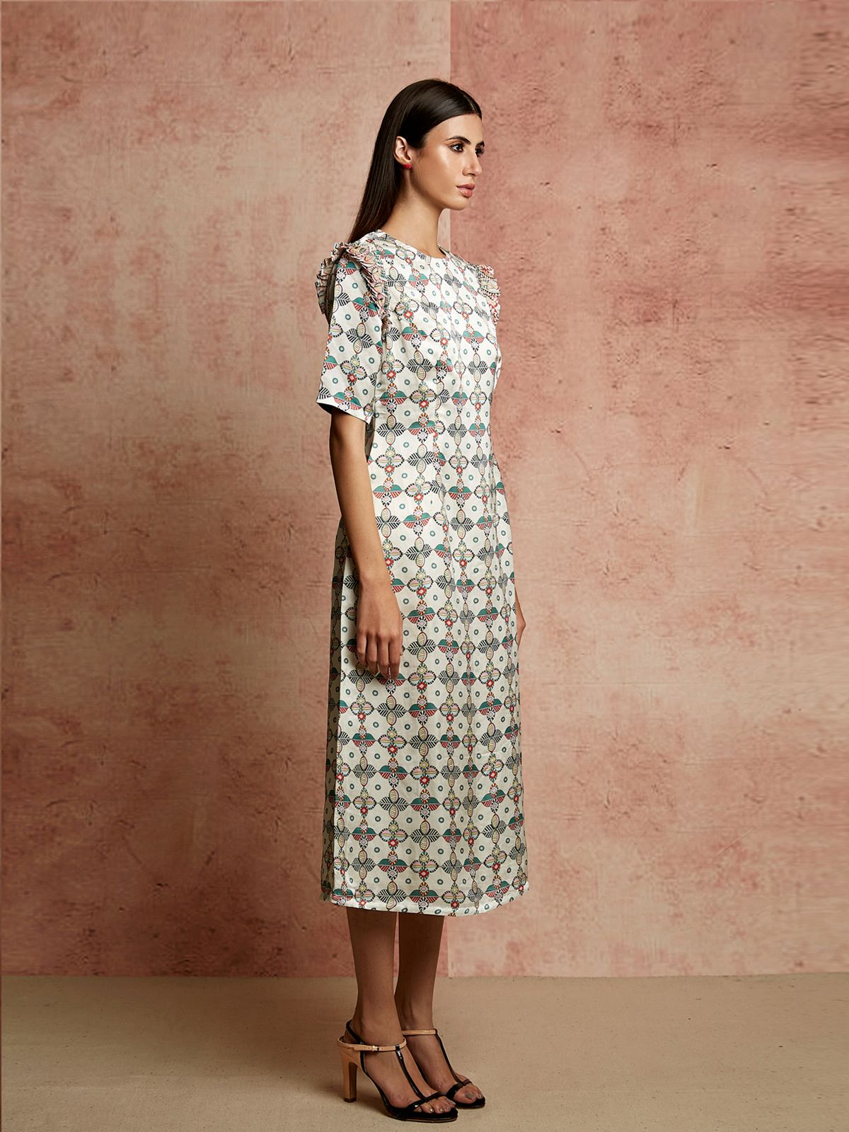 Amer Ivory Fitted Dress