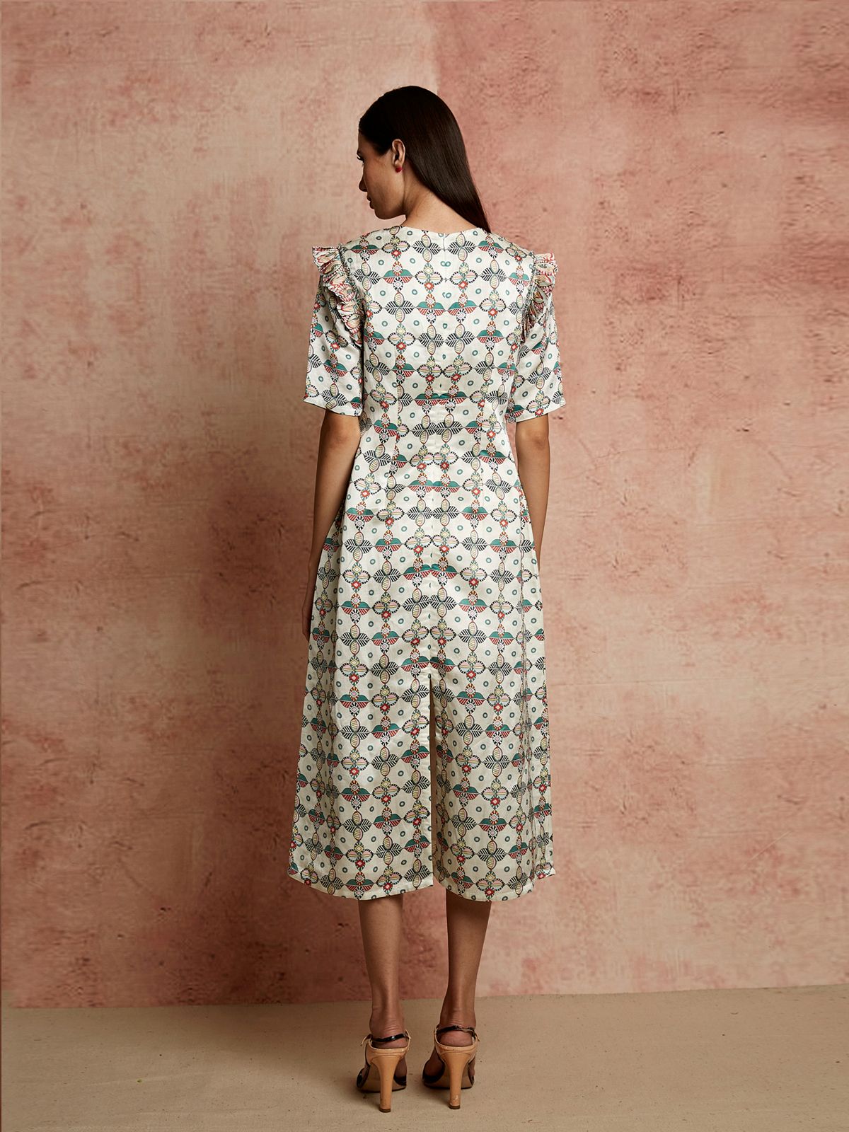 Amer Ivory Fitted Dress