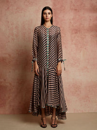 Amer Black Beige Flared Dress