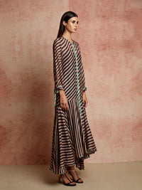 Amer Black Beige Flared Dress