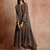 Amer Black Beige Flared Dress