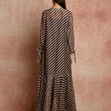 Amer Black Beige Flared Dress