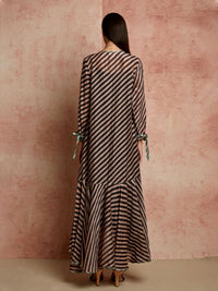 Amer Black Beige Flared Dress