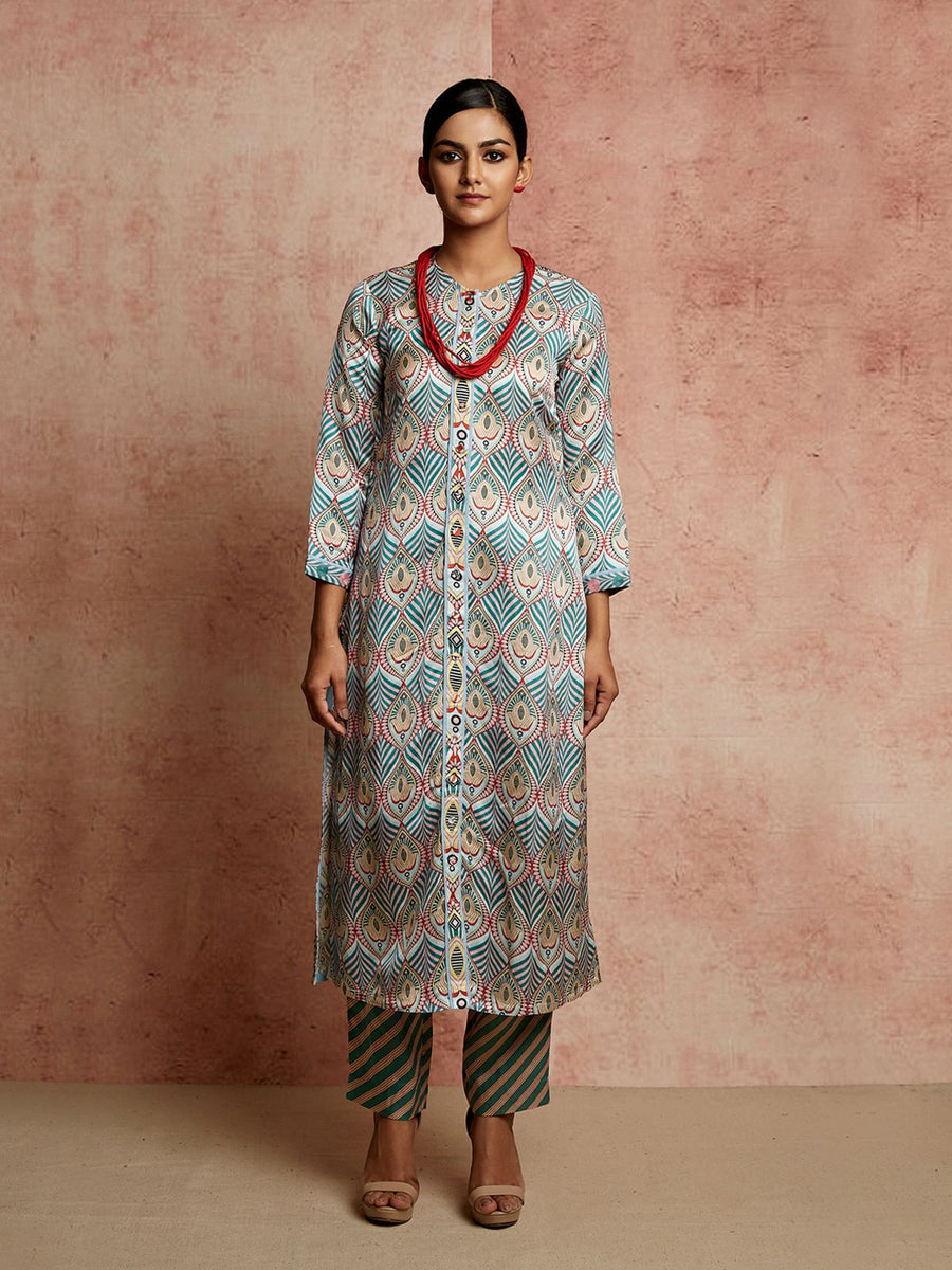 Amer Multicolor Front Open Kurta