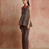Amer Black Diagonal Stripes Pants