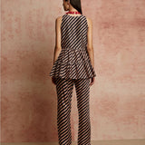 Amer Black Diagonal Stripes Pants