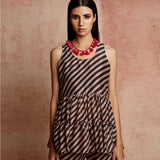 Amer Black Diagonal Stripes Pants