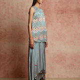 Amer Multicolor Top With Skirt Pant