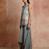 Amer Multicolor Top With Skirt Pant