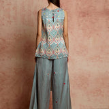 Amer Multicolor Top With Skirt Pant