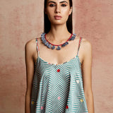 Amer Green And Beige Chevron Singlet