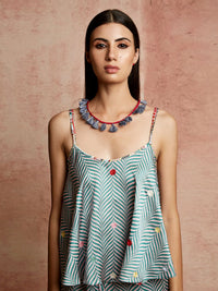 Amer Green And Beige Chevron Singlet