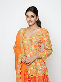 Morbagh Short Embroidered Kurta With Skirt And Dupatta