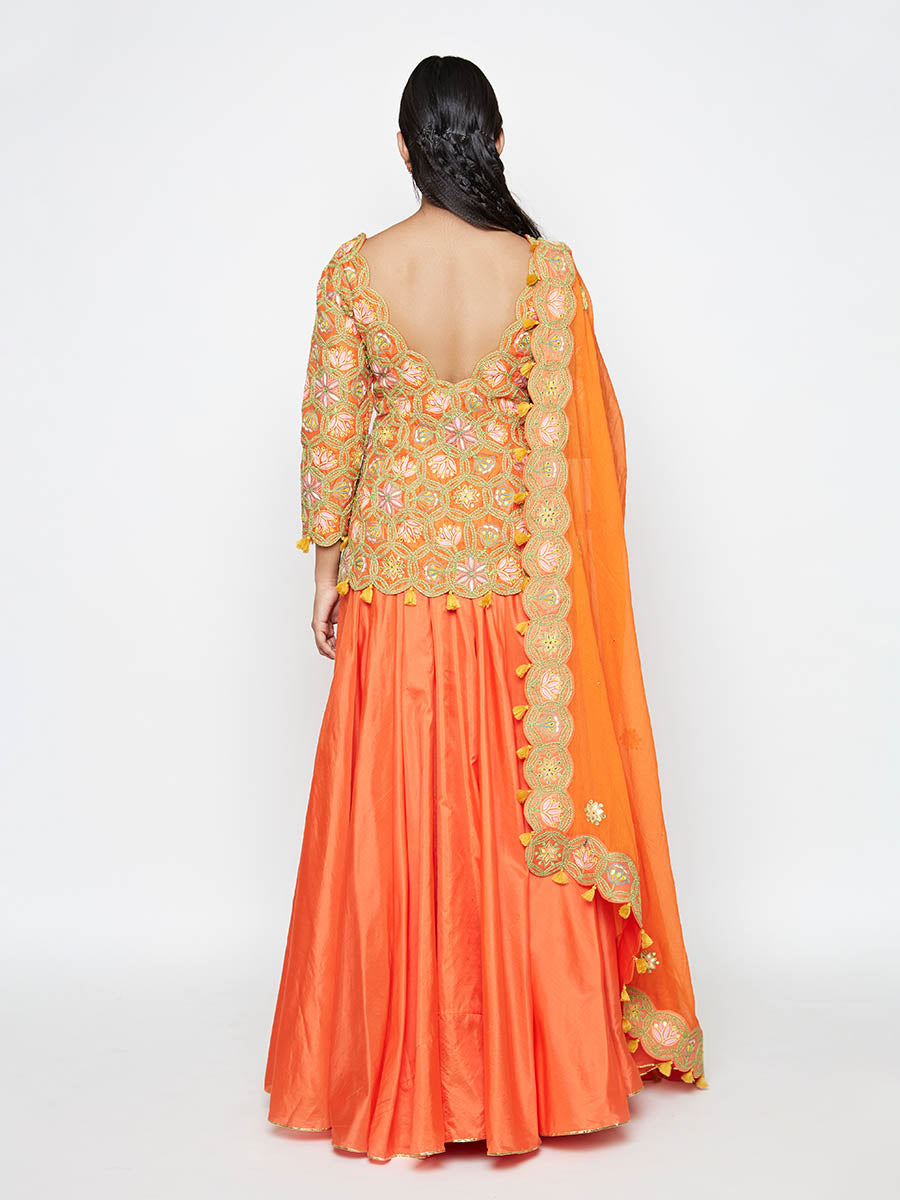 Morbagh Short Embroidered Kurta With Skirt And Dupatta