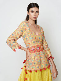 Morbagh Short Embroidered Kurta With Skirt And Dupatta