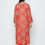 Kamal Rust Embroidered Heavy Kurta, Pants And Dupatta