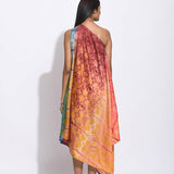 Ombre Brown Teal silk Shibori Dress