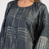 Black Blue Geometric Ombre Shibori Kaftan & Dress