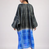 Black Blue Geometric Ombre Shibori Kaftan & Dress