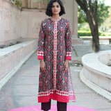 Mocha Printed Embroidered Chintz Gauri Kurta set